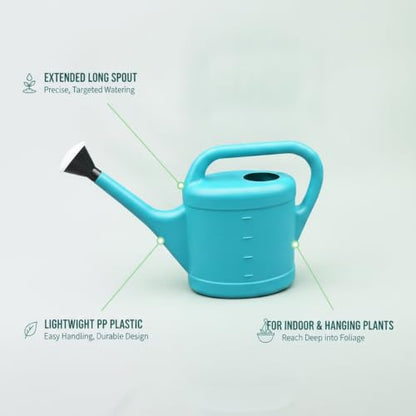 Long Spout Watering Can for Indoor Plants, Lightweight Blue PP Plastic with Narrow Tip for Precise Pouring - size: 14.17 x 3.54 x 11.02 in
