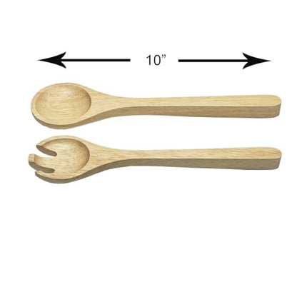 Woodard & Charles Rubberwood 11" Salad Bowl with Servers, 3 Piece Set | Wood Salad Bowl with 10" Matching Servers; Serve Salad, Fruit, Popcorn and Chips and More. Great for Everyday Use or Parties - size: 11" x 4" Rubberwood Bowl with Servers