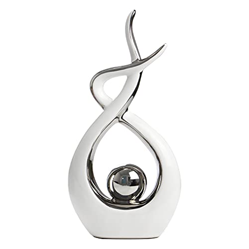 Norrclp Home Decor Modern Abstract Art Ceramic Statue Table Decorations for Dining Room Living Room Office Centerpiece | Modern Aesthetic Ornament, Decorative Accent for Dining Room Living Room Office Centerpiece (Large, White and Silver) - color: White a