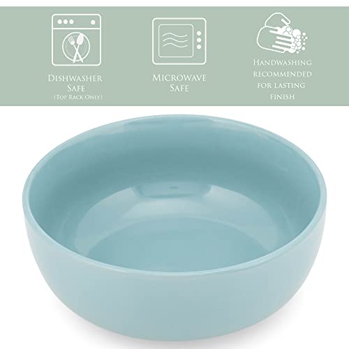 Elanze Designs Bistro Glossy Ceramic 7 inch Dinnerware Bowls Set of 4 - Perfect for Everyday uses from Pasta to Salad, Cereal to Ice cream, Ramen to Pho, Ice Blue - color: Ice Blue, style: 7 inch Cereal Salad