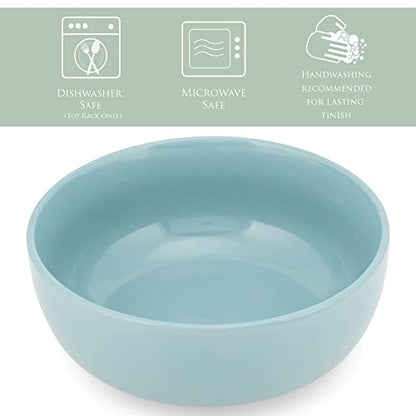 Elanze Designs Bistro Glossy Ceramic 7 inch Dinnerware Bowls Set of 4 - Perfect for Everyday uses from Pasta to Salad, Cereal to Ice cream, Ramen to Pho, Ice Blue - color: Ice Blue, style: 7 inch Cereal Salad