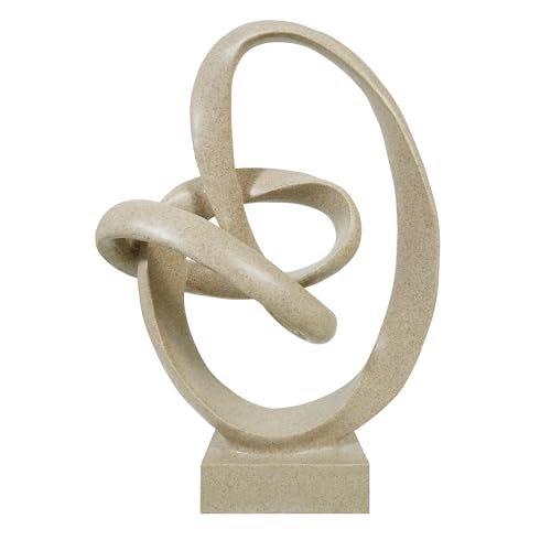 Knot Sculptures, Modern Coffee Table Statues, Abstract Center Piece for Home Office, Dining Living Room Desk Decor, Bookends, 15.5 x 10.5 inch, Sandstone - color: Sand