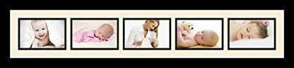 ArtToFrames Collage Photo Frame Single Mat with 5-4x6 Openings with Satin Black Frame and Candlewick mat. - color: 5 - 4x6 - (2139), size: Candlewick