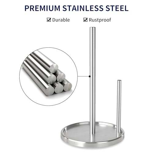 Jesginboo Paper Towel Holder Countertop, Silver Kitchen Paper Towels Holder, Paper Roll Holder with Weighted Base - color: Silver