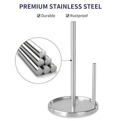 Jesginboo Paper Towel Holder Countertop, Silver Kitchen Paper Towels Holder, Paper Roll Holder with Weighted Base - color: Silver