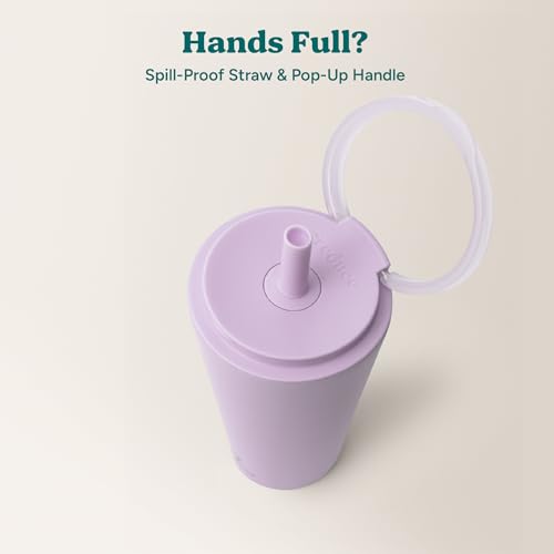 REDUCE Halo 32 oz Stainless Steel Vacuum Insulated Tumbler - Spill Proof Travel Mug with Flip Handle Lid - Keeps Drinks Cold for 32 Hrs - Dishwasher Safe - Cupholder Friendly - Lilac Bud - color: Lilac Bud, size: 32 Ounces