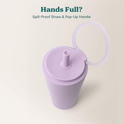 REDUCE Halo 32 oz Stainless Steel Vacuum Insulated Tumbler - Spill Proof Travel Mug with Flip Handle Lid - Keeps Drinks Cold for 32 Hrs - Dishwasher Safe - Cupholder Friendly - Lilac Bud - color: Lilac Bud, size: 32 Ounces