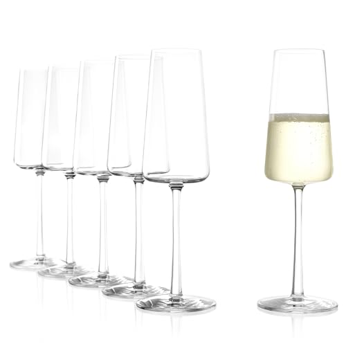 Stölzle Lausitz Champagne Glasses Power 6-Piece Set 8 oz – Elegant Flutes Ideal for Prosecco & Sparkling Wine – Elegant Crystal Champagne Glasses – Dishwasher- & Shockproof - size: 6 Pieces (1 Pack)