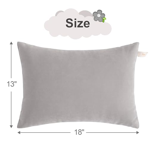 BEDSUM Toddler Pillows 13x18 Microfiber: Travel Inserts, 2 Pack, Light Grey | Soft brushed microfiber, 13x18 size, 2 pillow inserts, machine washable, lightweight for daycare, travel, and home use - color: Light Grey, size: 13x18 inches