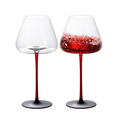 KAMMAK Crystal Red Wine Glasses Set of 2, 24.35 oz Stemmed Glasses, XH007 | Hand Blown, Bordeaux Wine Glasses, Thin Rim & Long Stem, Red & White, Daily Use, Wedding or Birthday Gift for Women - size: 8KPXH007