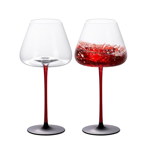 KAMMAK Crystal Red Wine Glasses Set of 2, 24.35 oz Stemmed Glasses, XH007 | Hand Blown, Bordeaux Wine Glasses, Thin Rim & Long Stem, Red & White, Daily Use, Wedding or Birthday Gift for Women - size: 8KPXH007