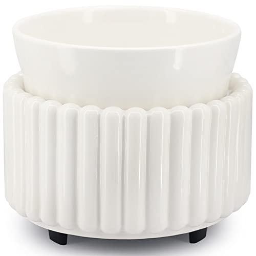 VICTORIA AROMA Ceramic Wax Melt Warmer 3-in-1 Candle Wax Warmer for Scented Wax Melter Electric Fragrance Wax Burner for Home Office Bedroom Gift & Decor… - color: A-white