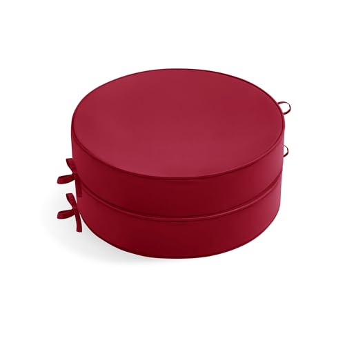 Summsun Outdoor Bistro Chair Cushions Set of 2, 15" D x 3" H Round Chair Cushions Waterproof and Fade Resistant Chair Cushion Pads with Non-Slip Ties and Removable Covers for Garden, Burgundy - color: Red, size: 15x3 Inch (Round)-2p