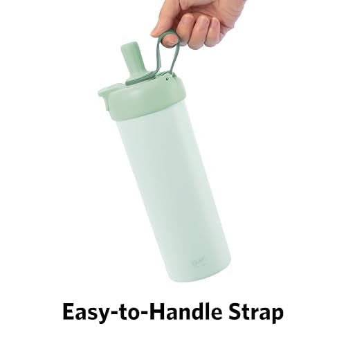 Glad Sip & Chug Insulated Water Bottle - Skinny Stainless Steel Tumbler with Straw and Chug Lid - Leak Resistant Double Walled Metal for Hot and Cold Drinks, 23oz, Green - color: Green