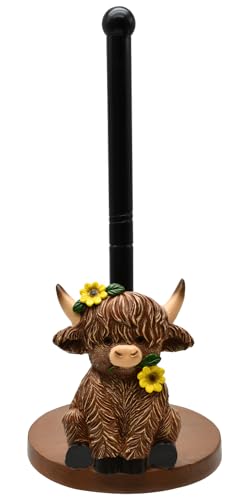 Paper Towel Holder Countertop - Highland Cow Kitchen Decor | Resin Decorative Paper Towel Holders,Farmhouse Kitchen Decor - Highland Gifts for Mom Women - color: Brown