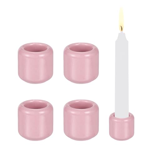 PATIKIL 5 Pcs Chime Candle Holder, 0.7 Inch ID Ceramic Mini Candle Holder for Meditation Spell Supplies Table Centerpieces Home Decoration, Pink - color: Pink, size: 0.7 Inch