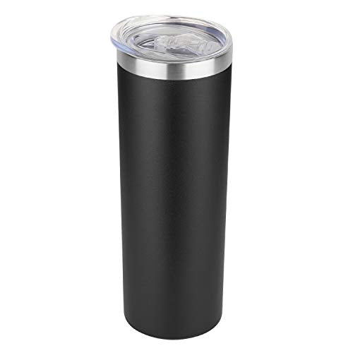 HASLE OUTFITTERS 20 oz Skinny Tumbler, Stainless Steel Insulated Slim Tumbler with Lid, Reusable Double Wall Travel Coffee Mug, Durable Powder Coated Travel Water Cup(Black, 1) - color: Black, size: 20 Ounces