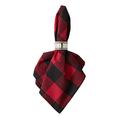 DII Buffalo Check Collection, Classic Farmhouse Cloth Napkin Set, 20x20, Red & Black, 6 Piece - color: Red & Black, size: 20" x 20" (Set of 6)