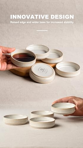 famiware Soy Sauce Dish, 4oz Dipping Bowls Set of 6, Cappuccino White | Ceramic Individual Dip Sauce Cups/Dishes/Plates, Small Serving Bowls for Side Dishes, Condiments, Sushi, Reactive Glaze - color: Cappuccino White, size: 6pcs