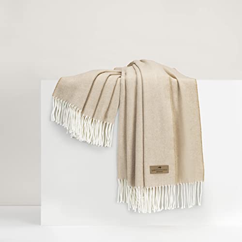 Lands Downunder All-Season, Luxury Soft Linen Herringbone Throw – Soft Woven Throw with Decorative Fringe – Made in Italy – 51”W x 67”L - Over 80 Colors - Perfect for Gifting - color: Soft