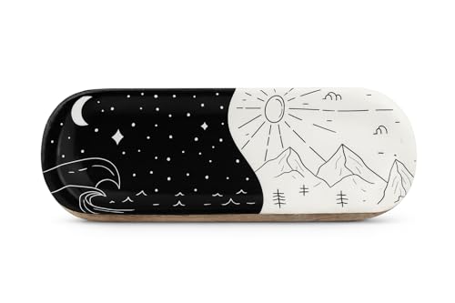 TOSQP27 Handmade Wooden Incense Holder for Sticks – Black & White Resin Art Tray | Handcrafted Ash Catcher for Meditation, Yoga & Home Decor Fragrance | Decorative Wooden Incense Burner Gift - color: Black & White Galaxy Design