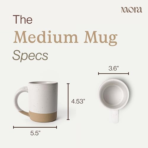 MORA Medium Mugs Set of 4, 16oz Ceramic Pottery Latte Mugs/Coffee Cups - Microwave and Dishwasher Safe - Oat - color: Oat