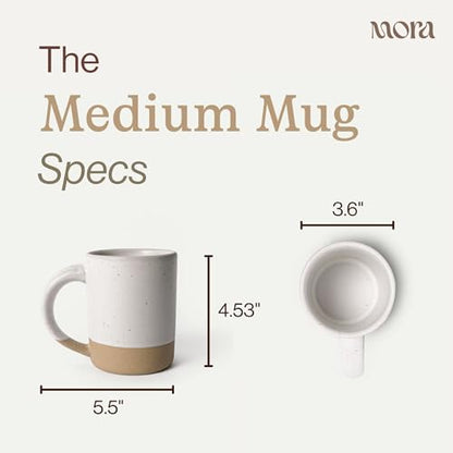 MORA Medium Mugs Set of 4, 16oz Ceramic Pottery Latte Mugs/Coffee Cups - Microwave and Dishwasher Safe - Oat - color: Oat