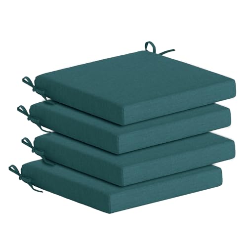 Goodgoods 18x18 Outdoor Chair Cushions Set of 4, 35D Foam, Malachite | 35D High-Resilience Foam, Fade-Resistant and Water-Resistant Seat Pads with Ties for Dining Room, Kitchen, or Patio Chairs - color: Malachite, size: 18.5"x18.5" 4pcs