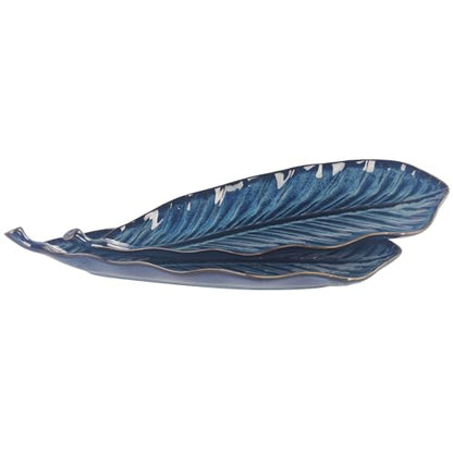 Ceramic Platter Olives Plate Set of 2, Large Serving Trays Salad, Appetizer, Cheese, charcuterie, Biscuits and snacks, Plate for Entertaining, Dishwasher Microwave Safe, Royal blue 17 Inch - color: Royal Blue, size: 17 Inch
