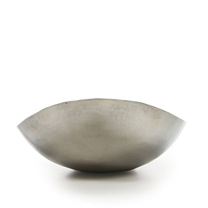 Hosley Hammered Stainless Steel Oval Bowl – 13.5” Decorative Centerpiece for Candles, Orbs, Potpourri & Table Styling | Modern Home & Event Décor - size: 13.5" Long x 1 count