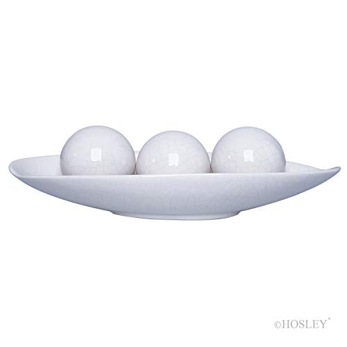 Hosley Decorative Bowl and Orb Set. Ideal GIFT for Weddings Special Occasions and for Decorative Centerpiece in Your Living Dining Room O3 (Crackle Ivory) - color: Crackle Ivory
