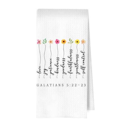 Floral Christian Kitchen Towels - Bible Gifts Decorative Waffle Dish Towels, Christian Gift Hand Towel, Religious Gifts Tea Towel, 16×24 Inches - color: Christian- 04
