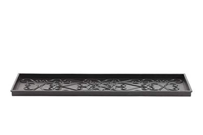 Anji Mountain AMB0BT4F-017 Black Rubber Boot/Shoe Tray with Coir, Fits 4 Pair (46.5" Wide), Cross Embossed Insert - color: Cross Embossed Insert, size: 46" x 14" x 1.5"