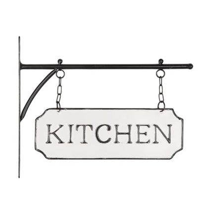 Foreside Home & Garden White and Black Enamel Kitchen Wall Sign on Metal Hanger - style: Kitchen