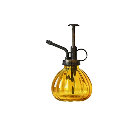 Glass Plant Spray Mister, Watering Spray Bottle, 6.4" Tall Vintage Fine Mist Spritzer Watering Can with Bronze Plastic Top Pump, Small Decorative Watering Can for Succulent House Plant (Yellow) - color: Yellow