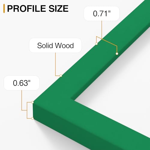 Vittanly Solid Wood 8x10 Picture Frames Set of 4, Green | 5x7 Picture Frame with Mat, Gallery Wall Frame Set, 8 x 10 Frame for Wall & Tabletop Display, Family, Pet, Christmas - color: Green, size: 8x10