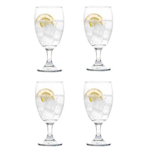 Cristar Lexington Glass Water Goblets Set Of 4, 16.5oz Dishwasher Safe Drinking Goblets For Iced Tea, Sangria, Lead-Free Stemmed Water Glasses, Made in Colombia.