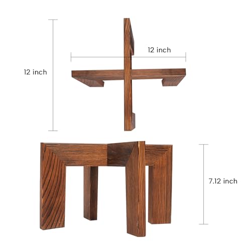 HPC DECOR 2 Pack Wood Plant Stand-Mid Century Modern Planter Stands-Wooden Flower Pot Stands Riser,Low Short Plant Stands Indoor-Modern Minimalist Wooden Stool for Plant Pot Holder, Fit 5-15 Inch Pot.