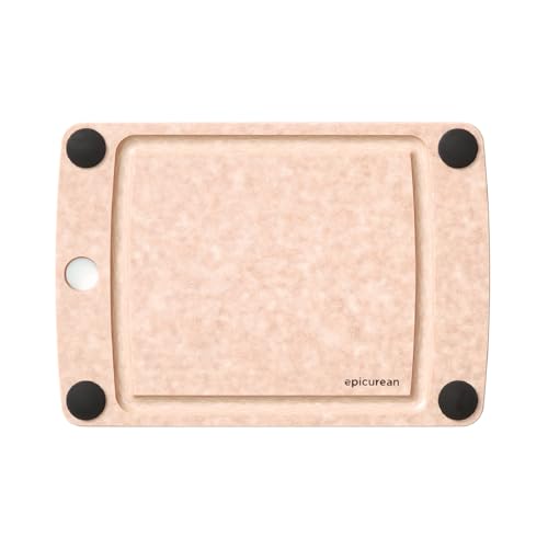 Epicurean All-In-One Cutting Board with Non-Slip Feet and Juice Groove, 10" × 7", Natural/Black - color: Natural/Black, size: 10"L x 7"W