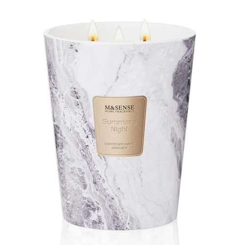 M&SENSE Extra Large Summer Candle 35oz 150H Summer Night Scented Candle, 3 Wick Highly Scented Jar Candle, XL Candles Gift for Stress Relief, Meditation, Yoga - color: SummerNight, size: Large