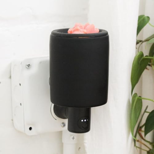 Happy Wax Black Outlet Timer Warmer for Scented Wax - Compact Ceramic Wall Plug in Wax Melt Warmer with Timer - Wax Melter for Home Fragrance with Removable Silicone Dish - color: Black