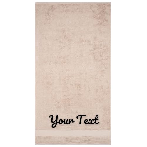 Personalized Towel Set, Custom Bath Towels with Name, Turkish Cotton Beige | Bath Sheet, 100% Cotton, Embroidered, Monogrammed, Customized Gift For Adults, Wedding, Bridal Shower, Housewarming - color: Beige, size: Oversized Bath Sheet - 1 Piece
