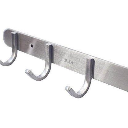 Coat Hook Rack with 8 Square Hooks - Premium Modern Wall Mounted - Ultra durable with solid steel construction, Brushed stainless steel finish, Super easy installation, Rust and water proof - style: 8 Square Hooks