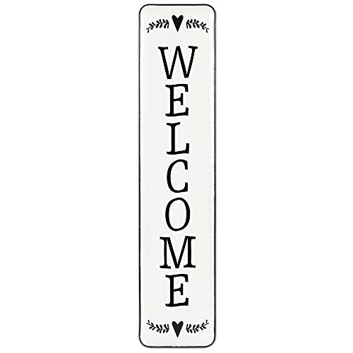 Large Welcome Sign for Front Door Porch, Welcome Home Decorations, 36.5 Inch Tall Standing Vertical Metal Welcome Sign, Waterproof for Indoor Outdoor Yard, Rustic Design for All Seasons - color: White