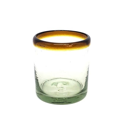 Amber Rim 8 oz DOF Rock Glasses (set of 6), Recycled Glass, Lead-free, Toxin-Free (DOF Rocks) - style: 8 oz DOF Rocks