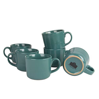 Double Line 3.75"/12 oz Mug, Set of 6, Emerald Green - color: Emerald Green, size: 12 Ounces
