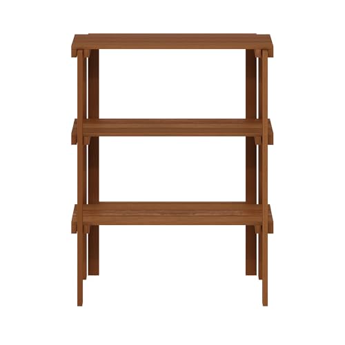 Furinno TIOMAN Plant Shelf, 3-Tier Plant Stand, Display Shelf, for Multiple Plants, Plants Pot, Easy Toolless Assembly, Patio, Balcony, Garden, Natural