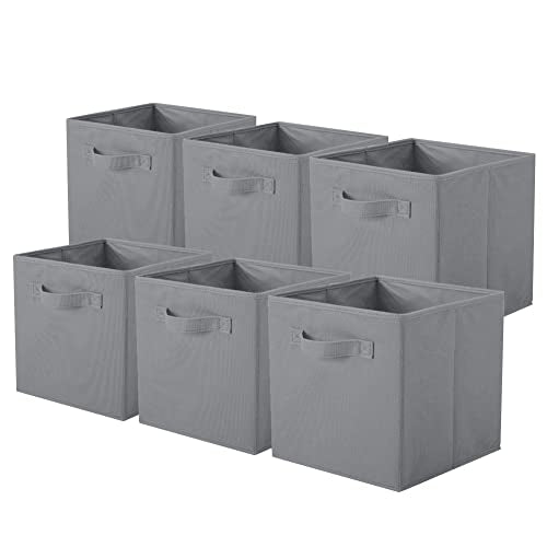 ShellKingdom Storage Bins, Foldable Fabric Storage Cubes And Cloth Storage | Storage Organizer For Closet And Toys, 10.5x10.5x11 INCH, 6 Pack (Gray) - color: Gray, size: 6