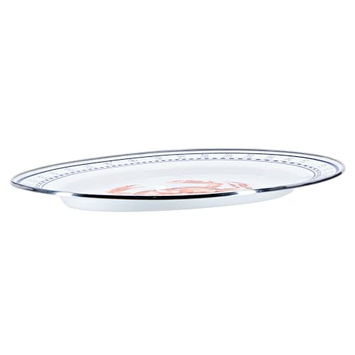 Golden Rabbit Enamelware Oval Platter, 12 x 16in, Crab House - color: Crab House