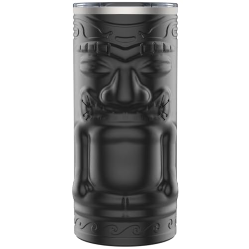 Yukon Outfitters Tipsy Tiki 20oz Insulated Travel Tumbler | Double-Wall Stainless Steel, Copper-Plated Vacuum Core, Spill-Resistant Lid, Non-Slip Bottom Pad, Sweat-Free Exterior, Black - color: Black